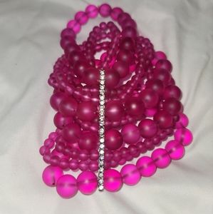 Pink Dina stretch bracelet by Sassy Jones